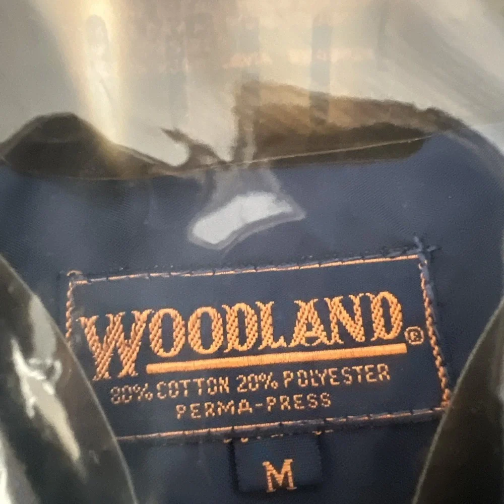 Vintage DEADSTOCK Woodland Brushed Flannel Plaid Perma Medium Blue Shirt Button